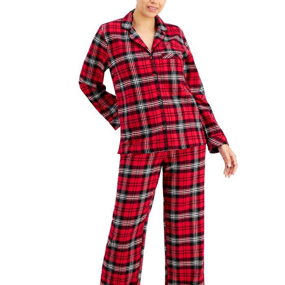 Full set of charter club printed cotton flannel pajama women Size L
